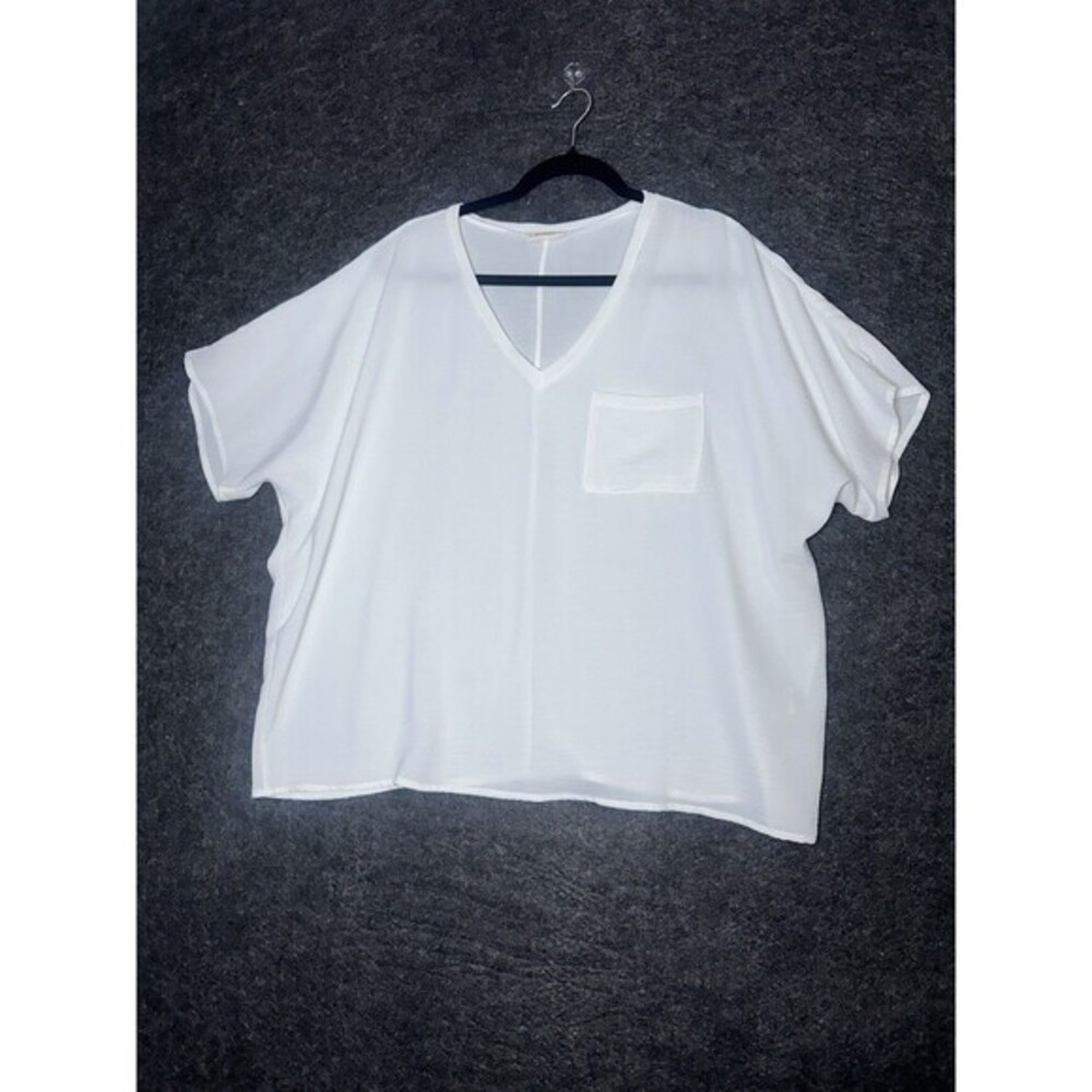 White 'ee:some' V-Neck Top, Size Medium -  with Front Pocket